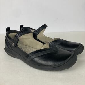 JBU Women's Black Raven Leather Round-Toe Mary Jane Flats Shoes Size 8.5M